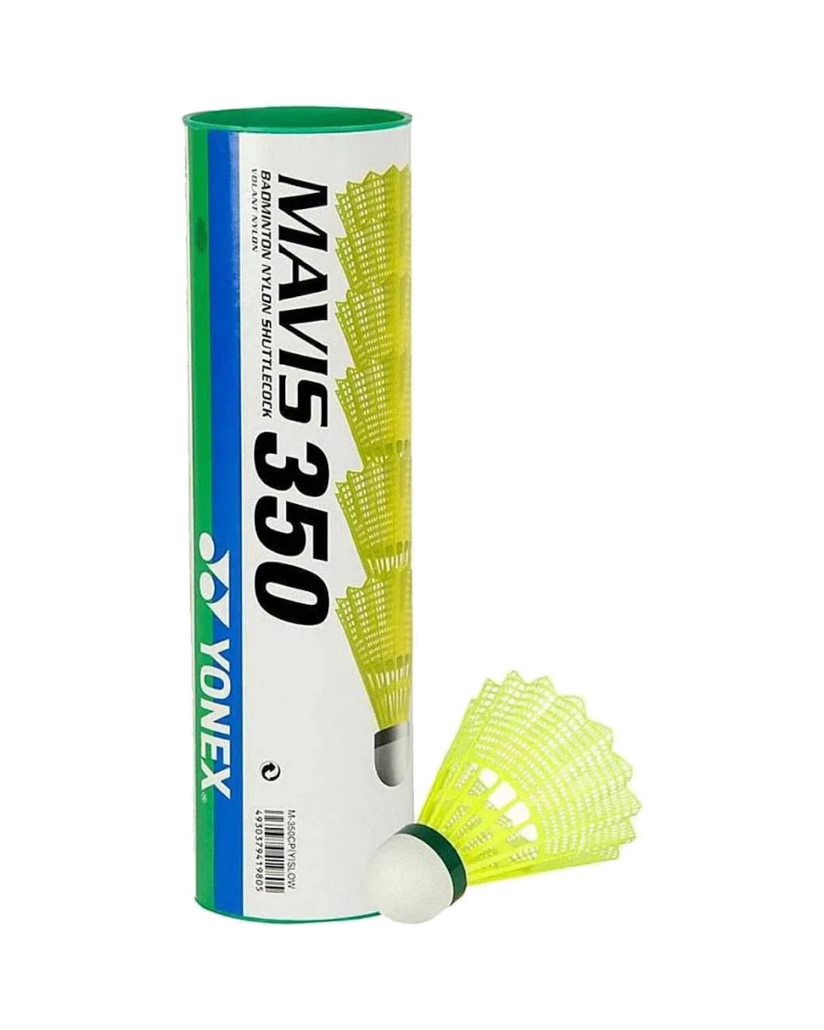 Yonex Mavis 350 nylon shuttlecock tube, green cap